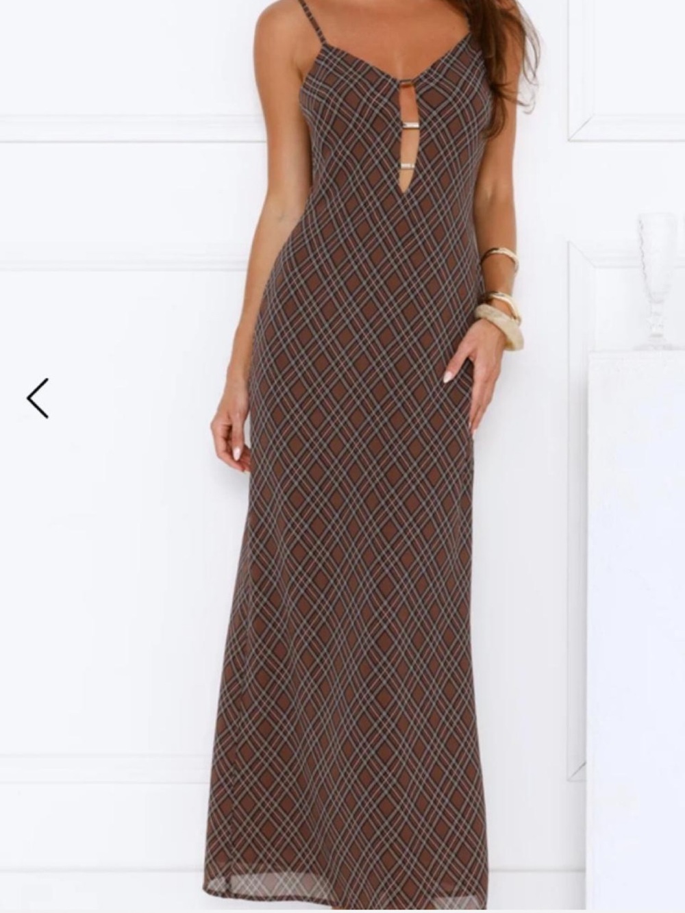Hello Molly Brown Plaid Spaghetti Strap Maxi Dress